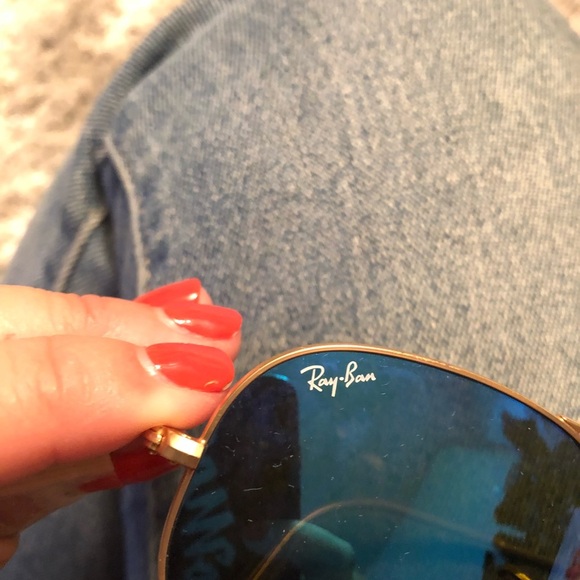 RayBan Aviator Blue Lenses Sunglasses - Picture 6 of 6